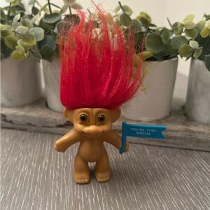 VINTAGE RUSS TROLL DOLL - 4 inch - Red Long Hair